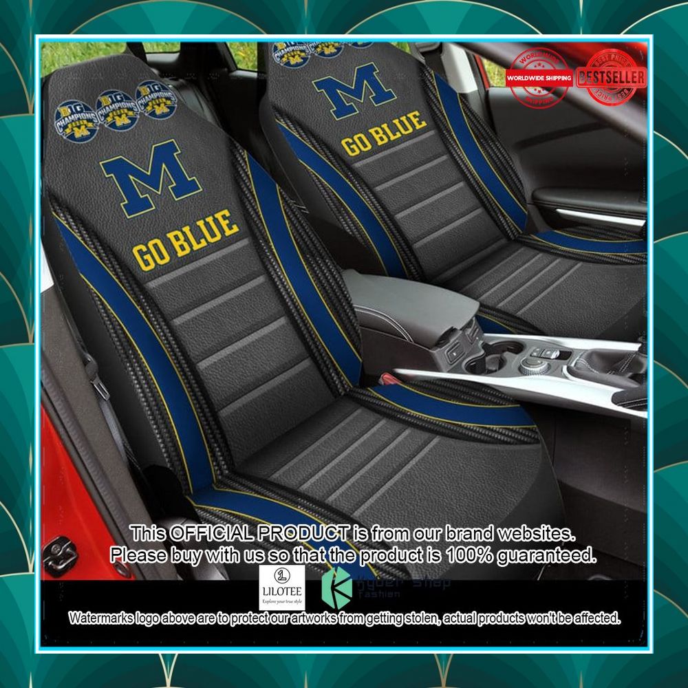 michigan wolverines champions go blue black seat covers 1 974