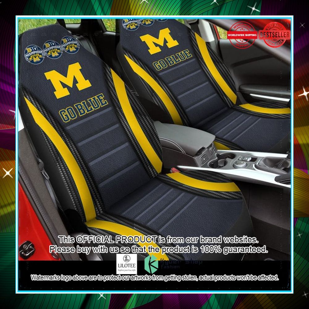 michigan wolverines champions go blue seat covers 1 278