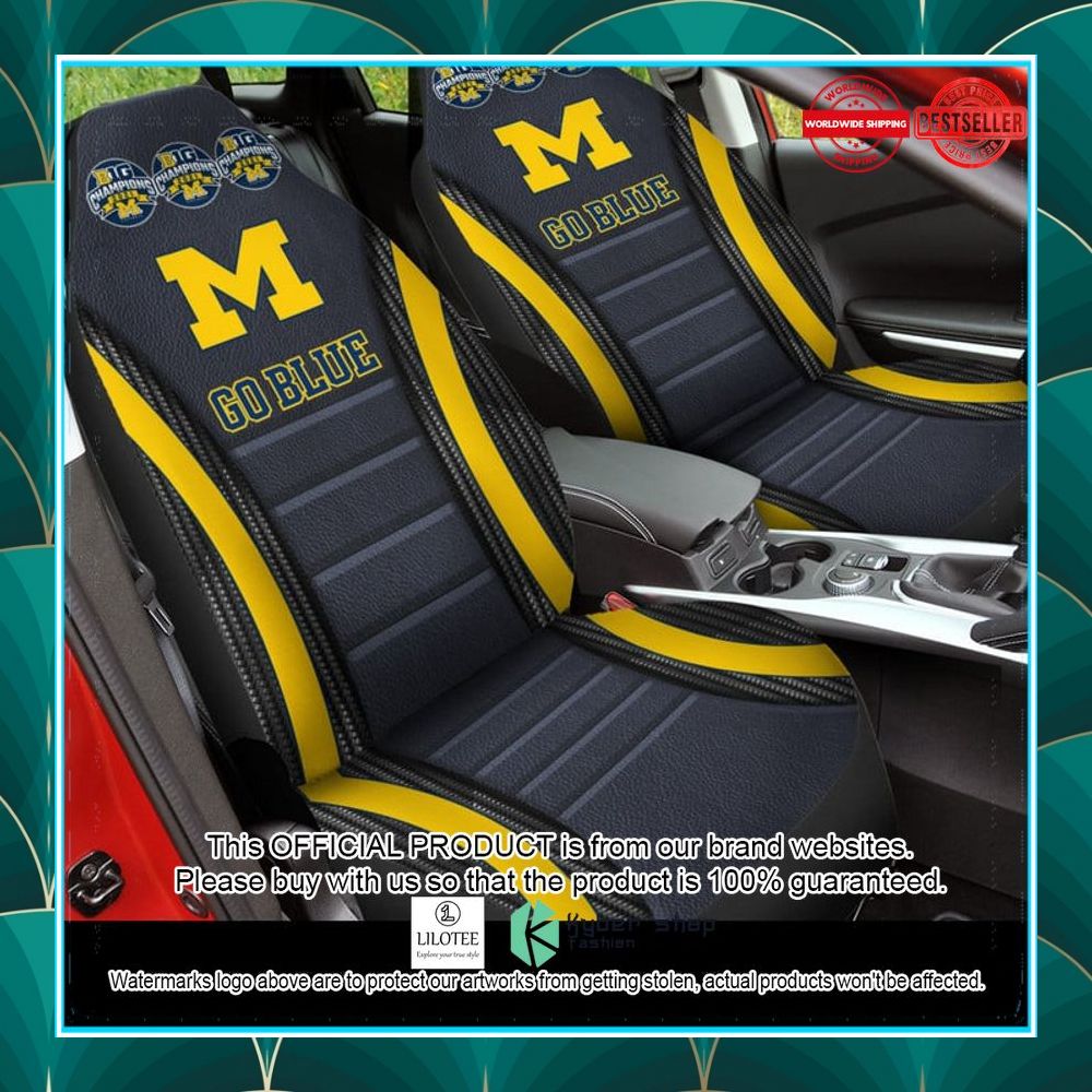 michigan wolverines champions go blue seat covers 1 472