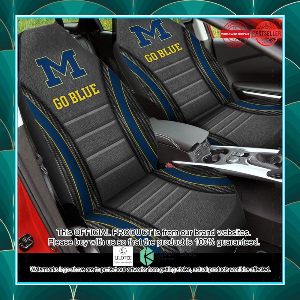 michigan wolverines go blue seat covers 1 987
