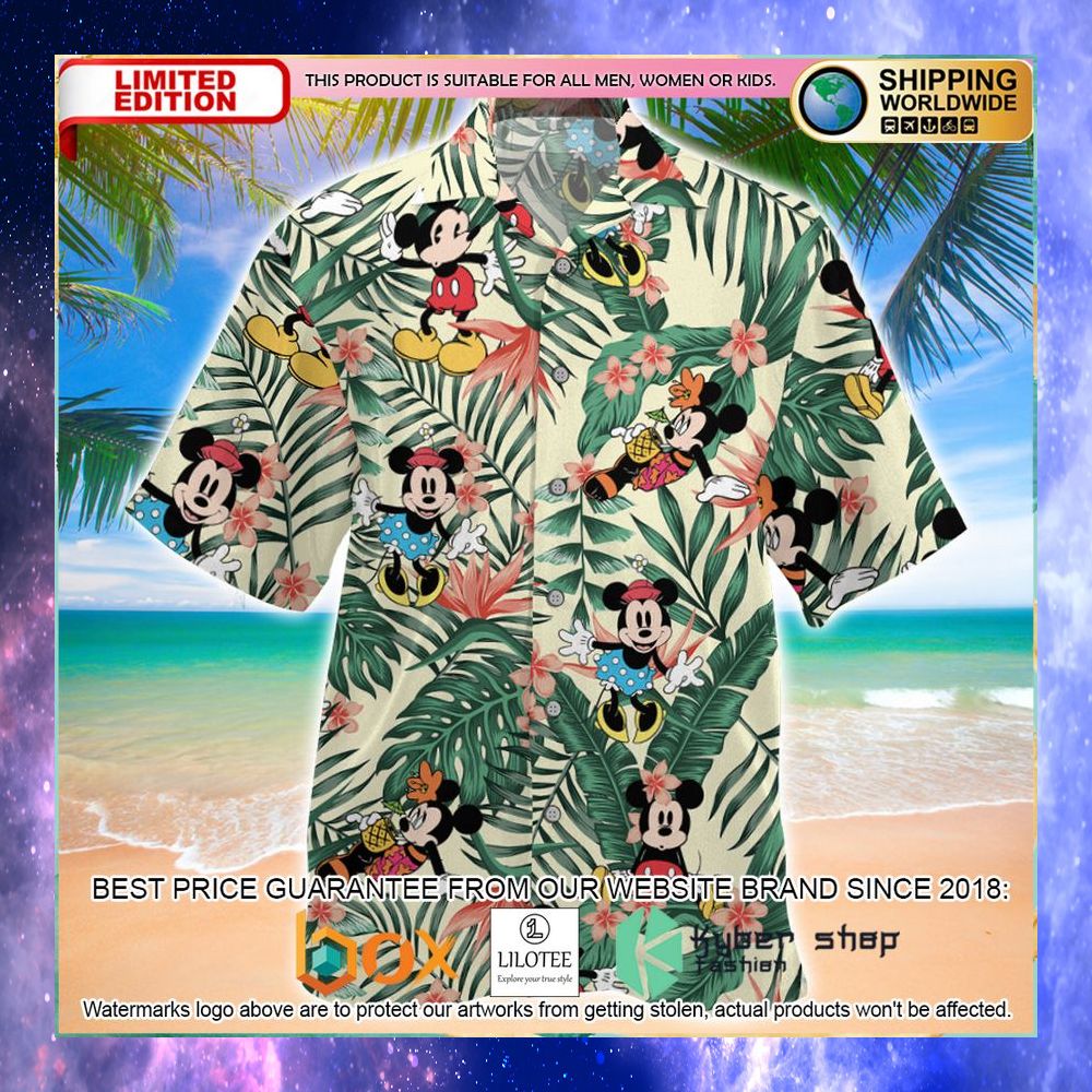 mickey mouse minnie mouse beach day hawaiian shirt 1 956