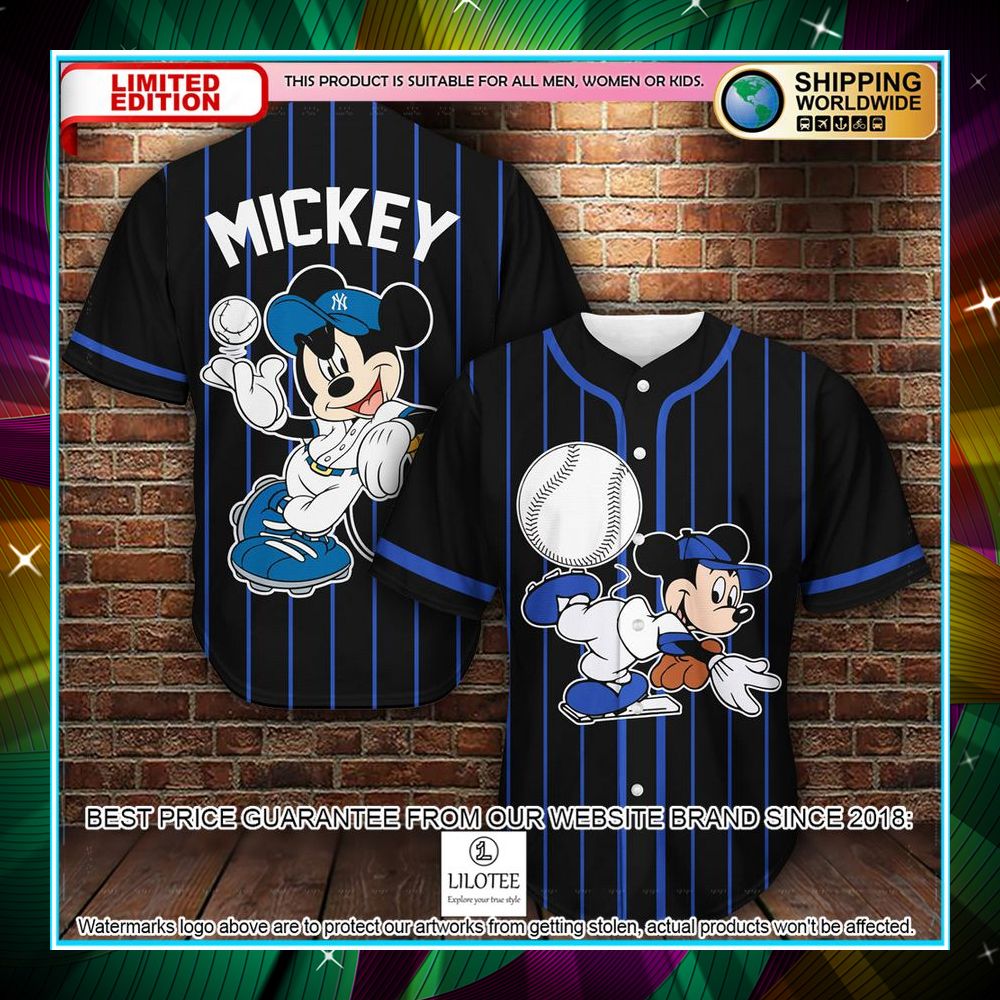 mickey mouse new york yankees black striped baseball jersey 1 470