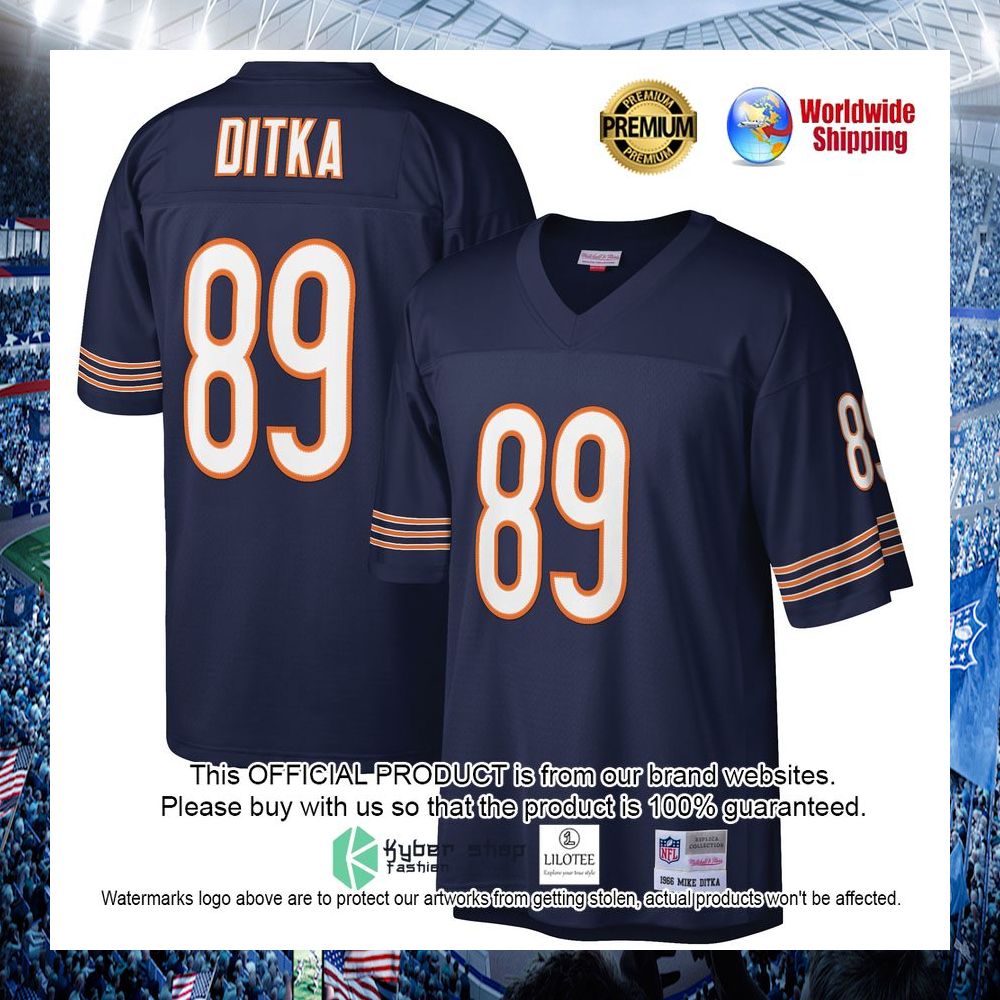 mike ditka chicago bears mitchell ness retired legacy replica navy football jersey 1 343