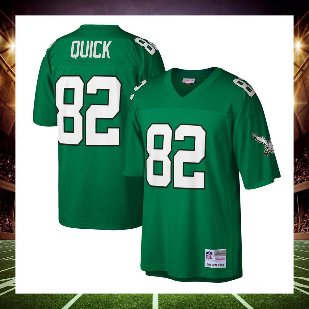 mike quick philadelphia eagles mitchell ness legacy replica kelly green football jersey 1 891