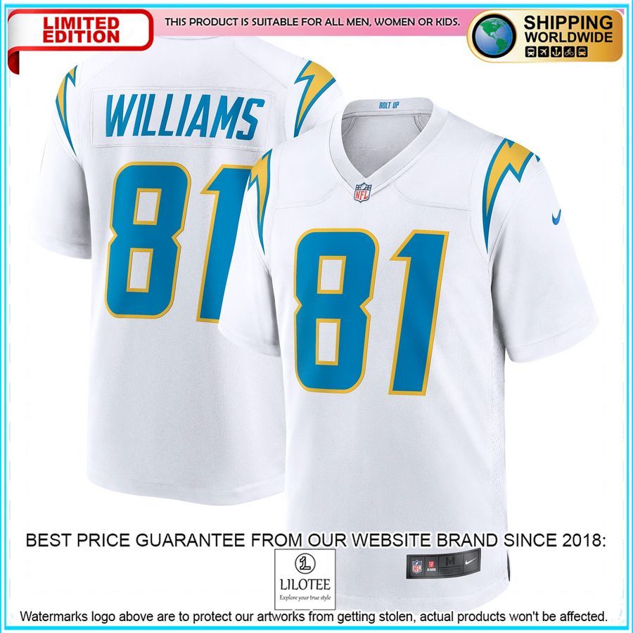 mike williams los angeles chargers white football jersey 1 579