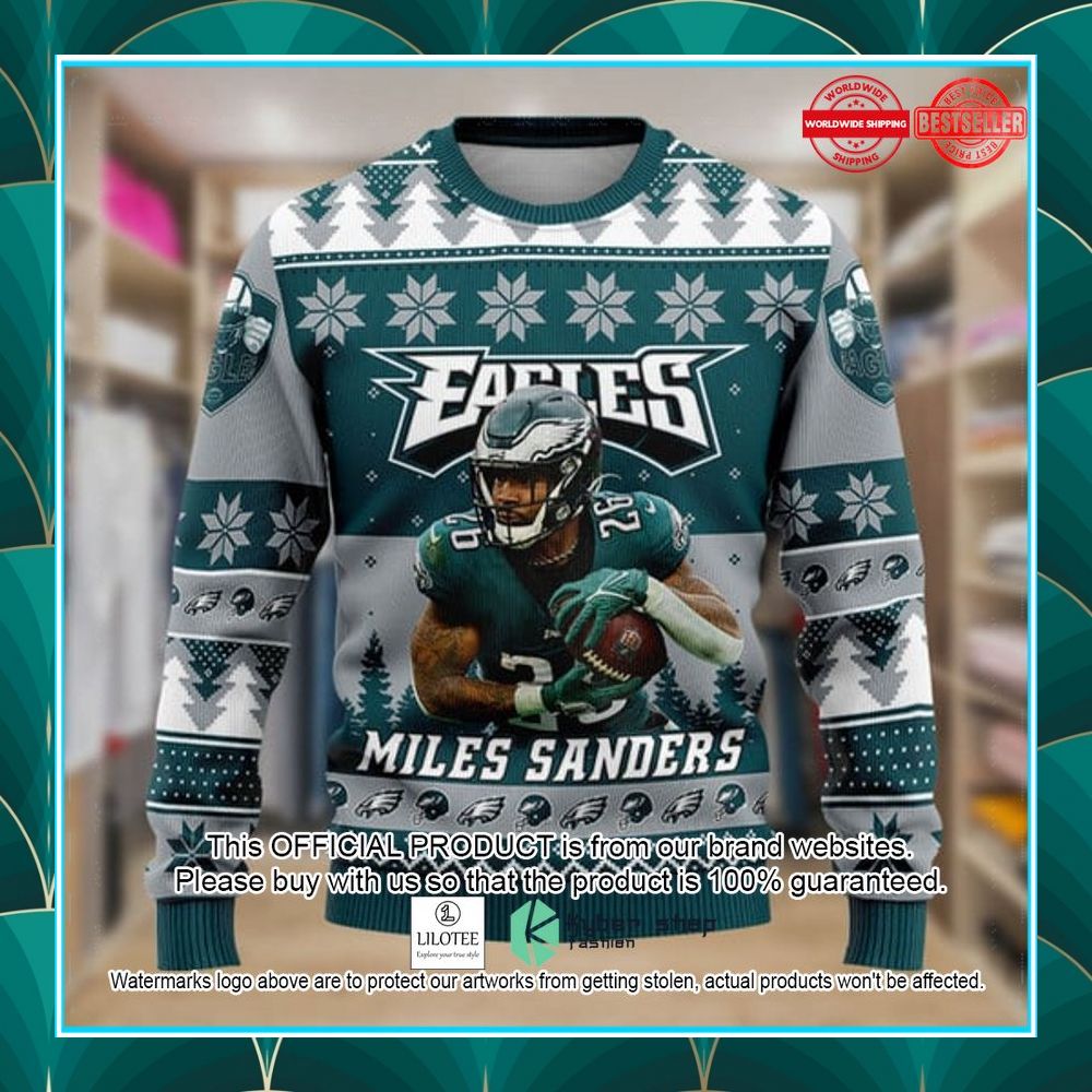 miles sanders philadelphia eagles no one likes us we do not care nfl christmas sweater 2 351