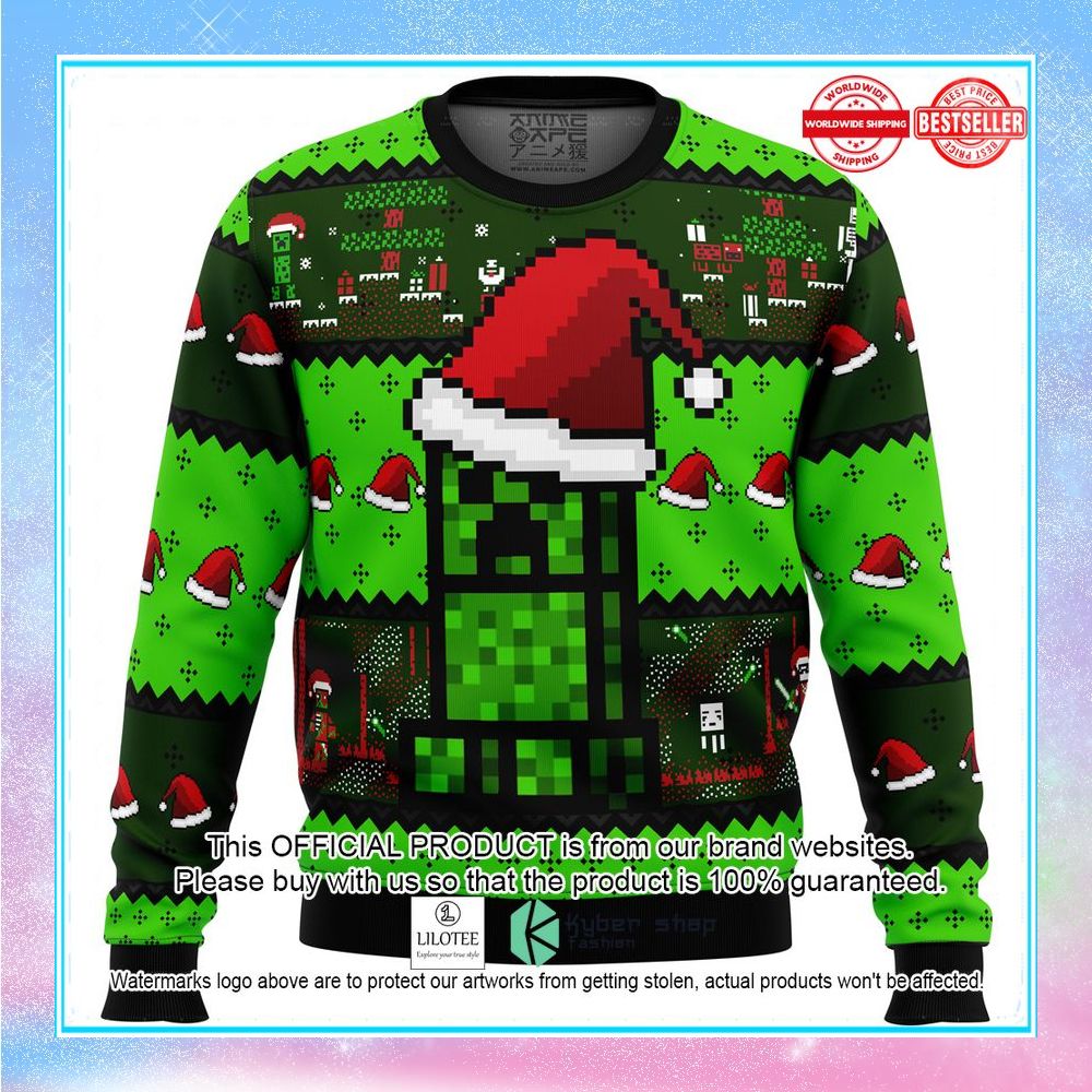 minecraft creepr ugly christmas sweater 1 856