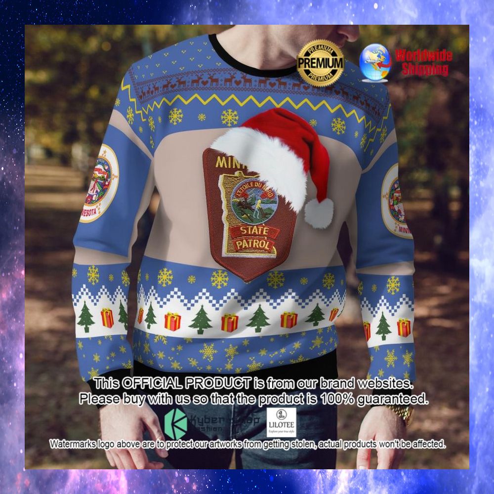 minnesota state patrol santa hat ugly sweater 1 525