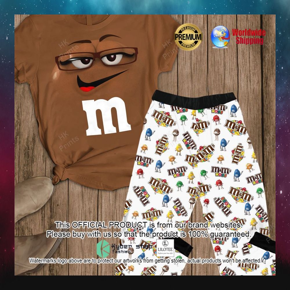 mm chocolate brown white short sleeve pajamas set 1 288