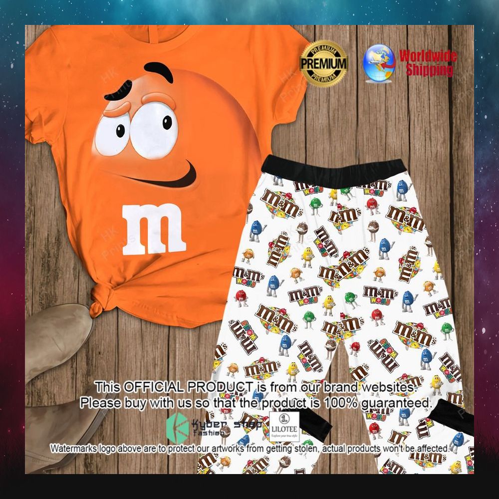 mm chocolate orange white short sleeve pajamas set 1 810
