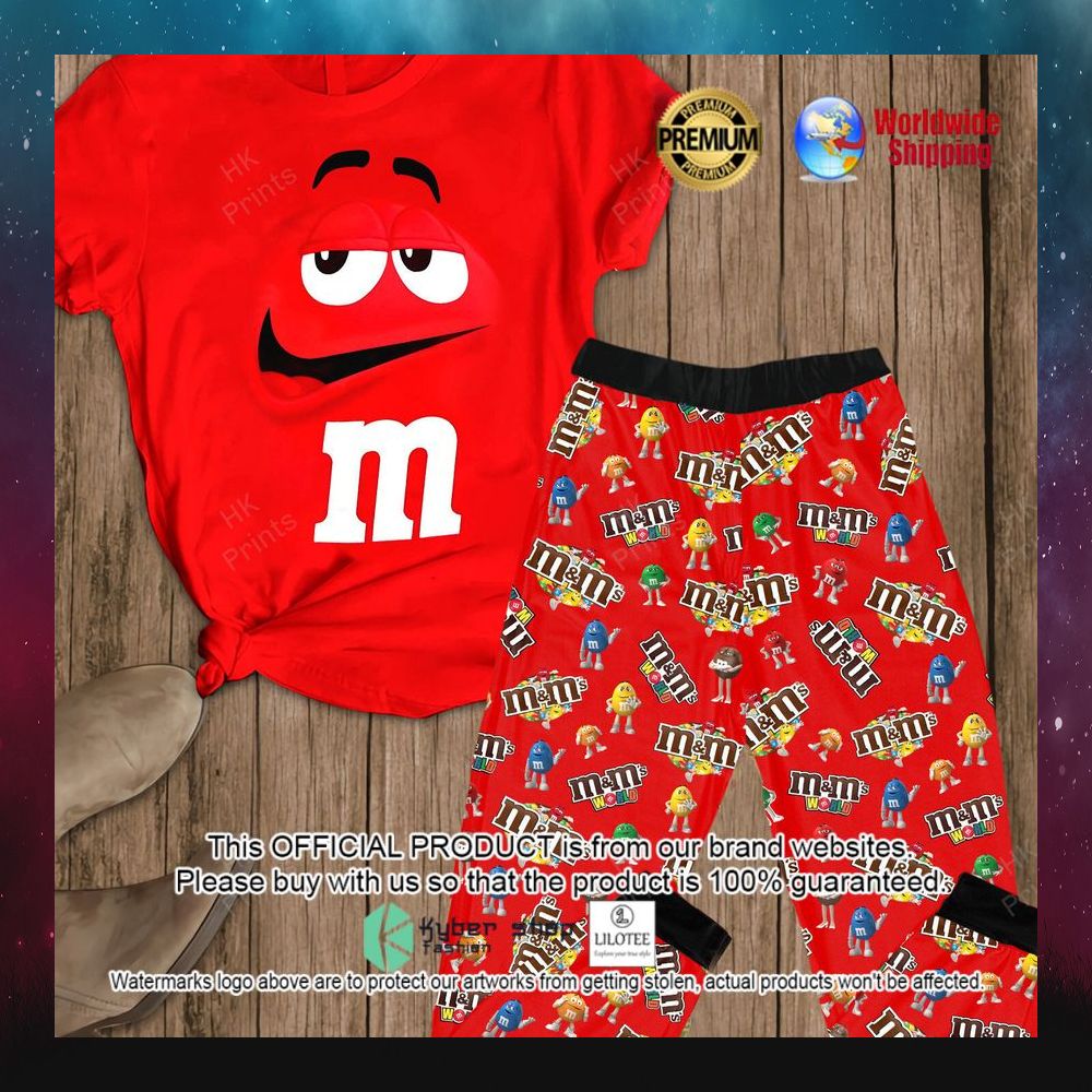 mm chocolate red short sleeve pajamas set 1 987