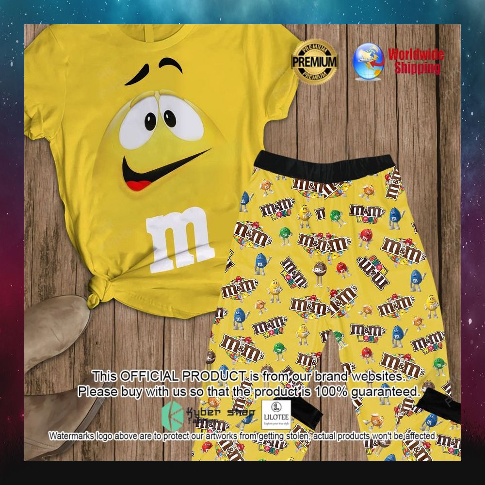 mm chocolate yellow white short sleeve pajamas set 1 430