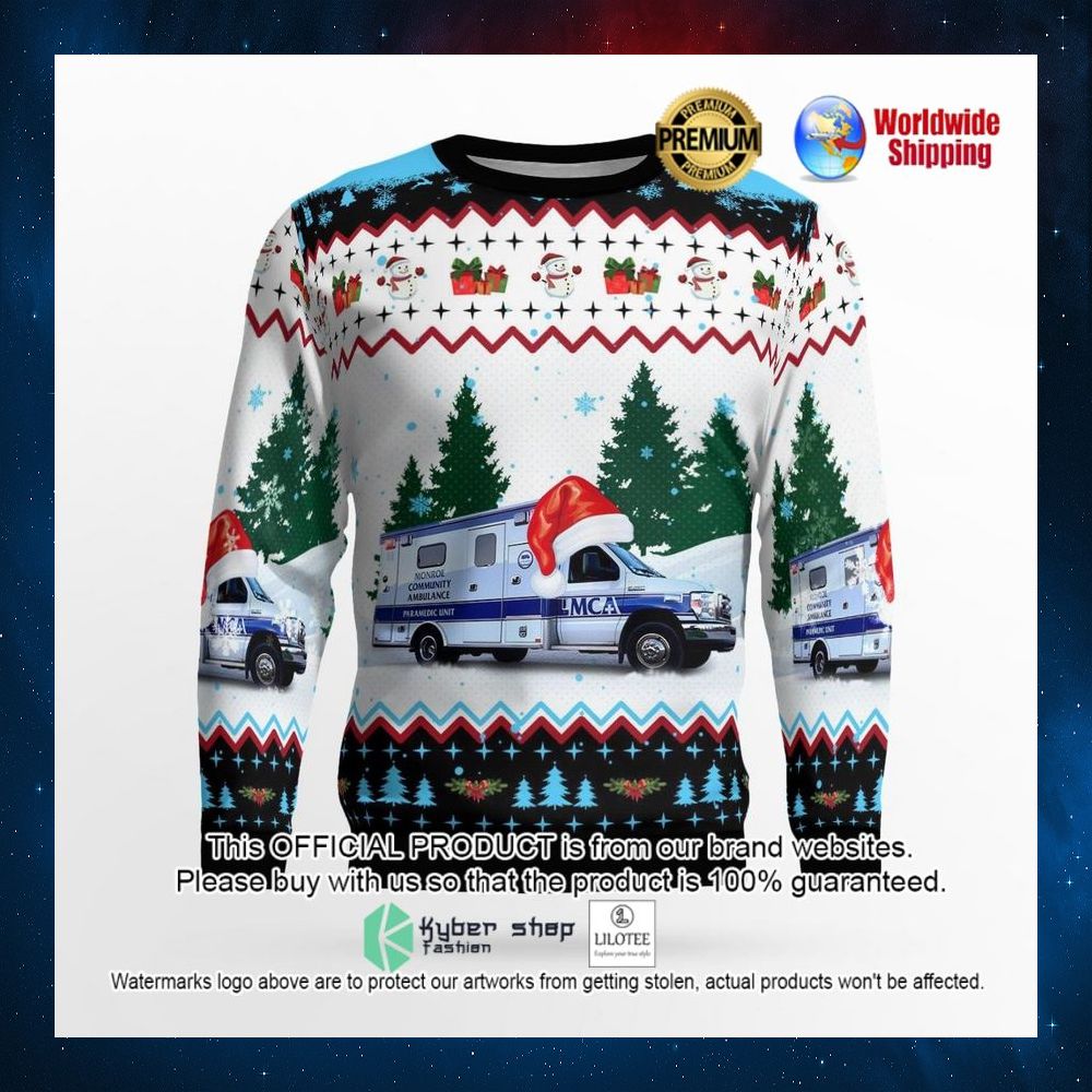 monroe michigan monroe community ambulance santa hat sweater 2 555