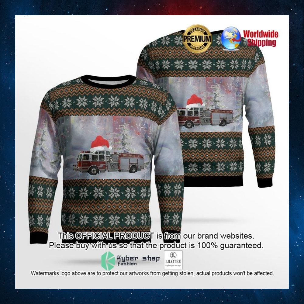 monroe michigan monroe fire department santa hat sweater 1 172