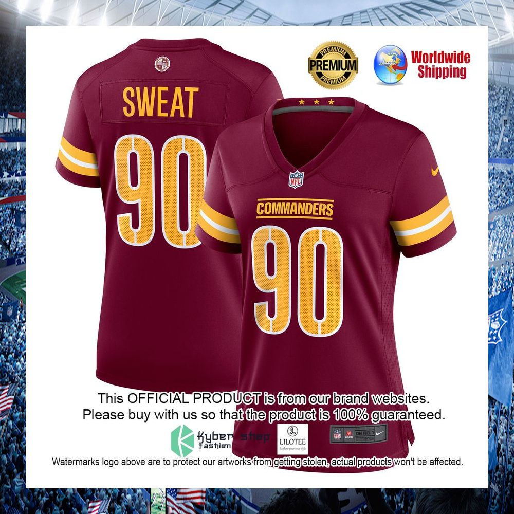 montez sweat washington commanders nike womens burgundy football jersey 1 907