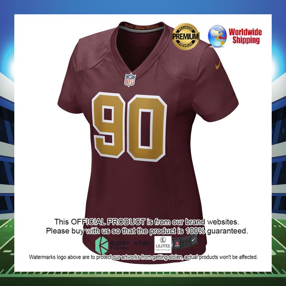 montez sweat washington football team nike womens game burgundy football jersey 2 500