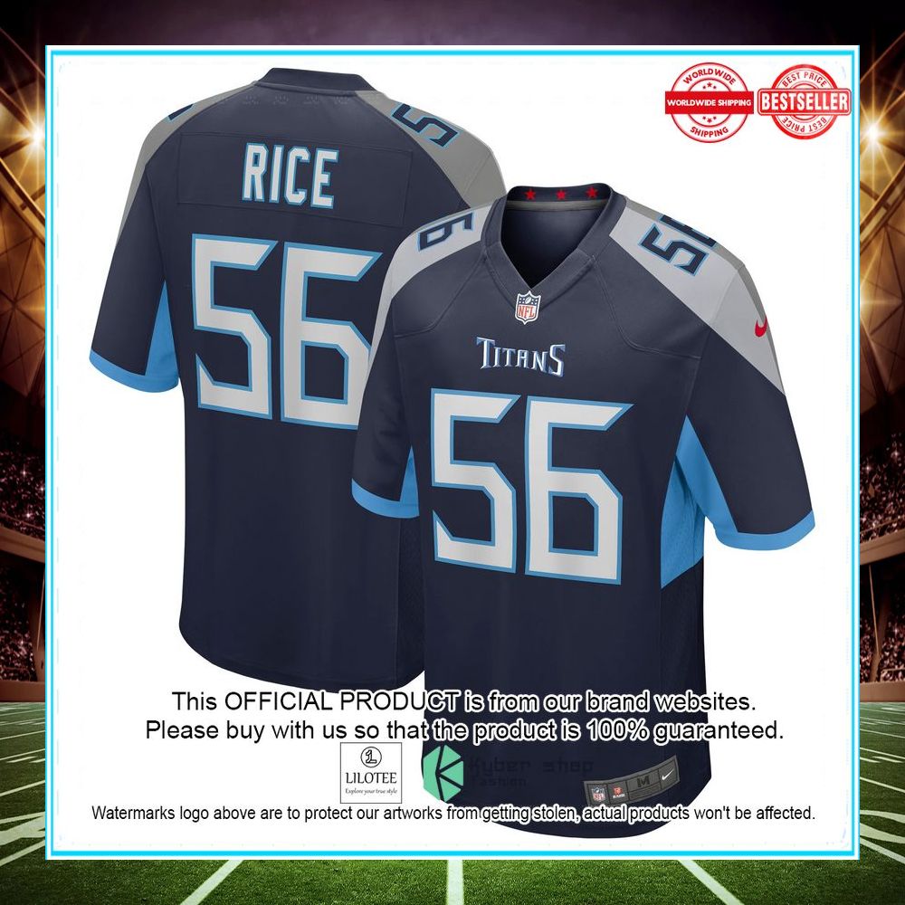 monty rice tennessee titans nike game navy football jersey 1 997