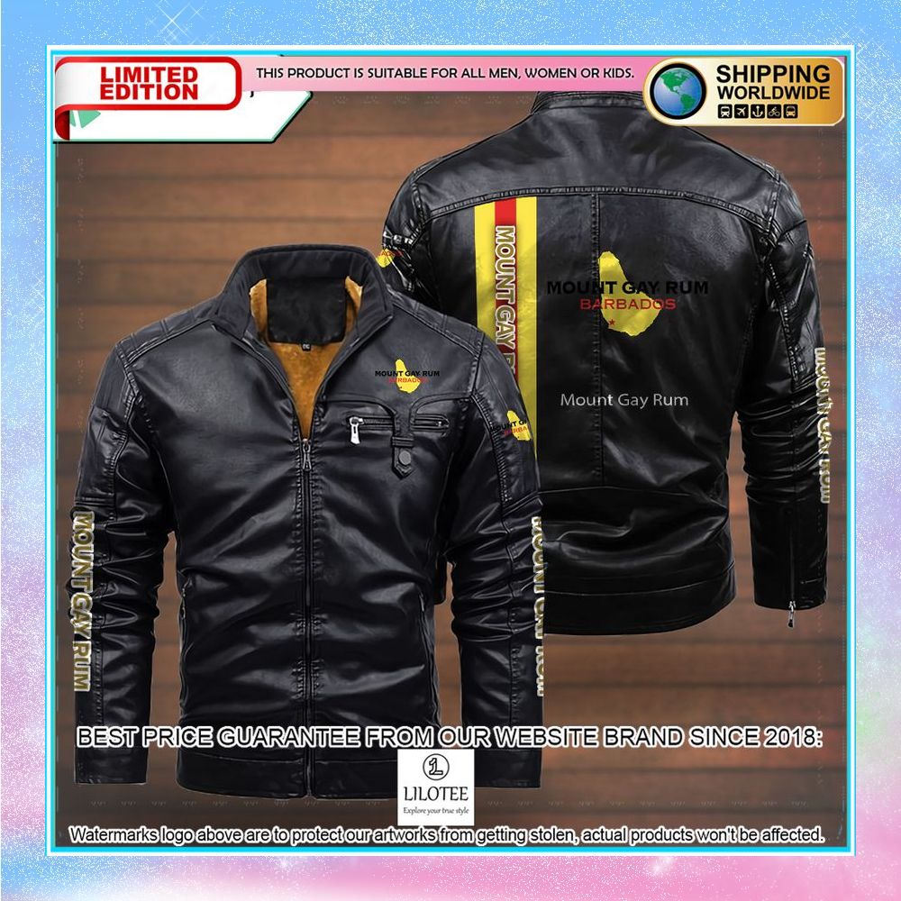 mount gay rum leather jacket fleece jacket 3 823