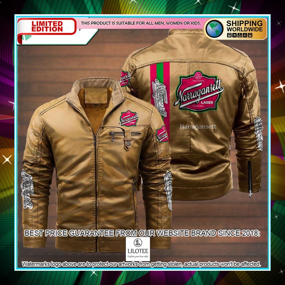 narragansett leather jacket fleece jacket 3 797