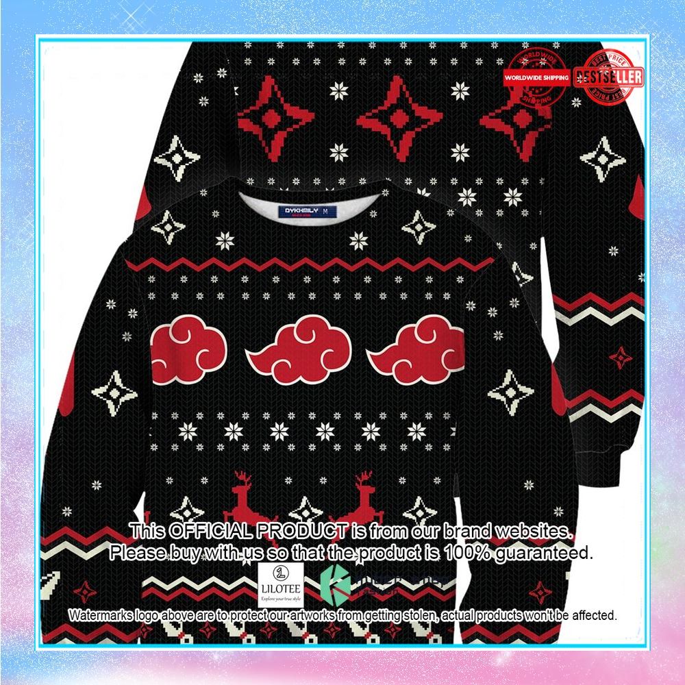naruto akatsuki symbol black christmas sweater 1 776