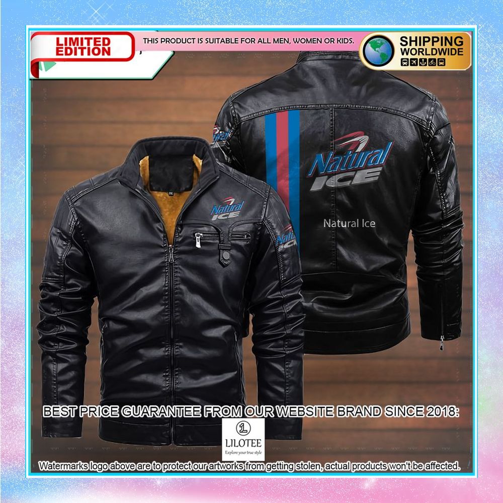 natural ice leather jacket fleece jacket 3 959