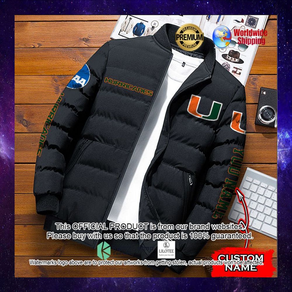 ncaa miami hurricanes your name puffer jacket 1 603