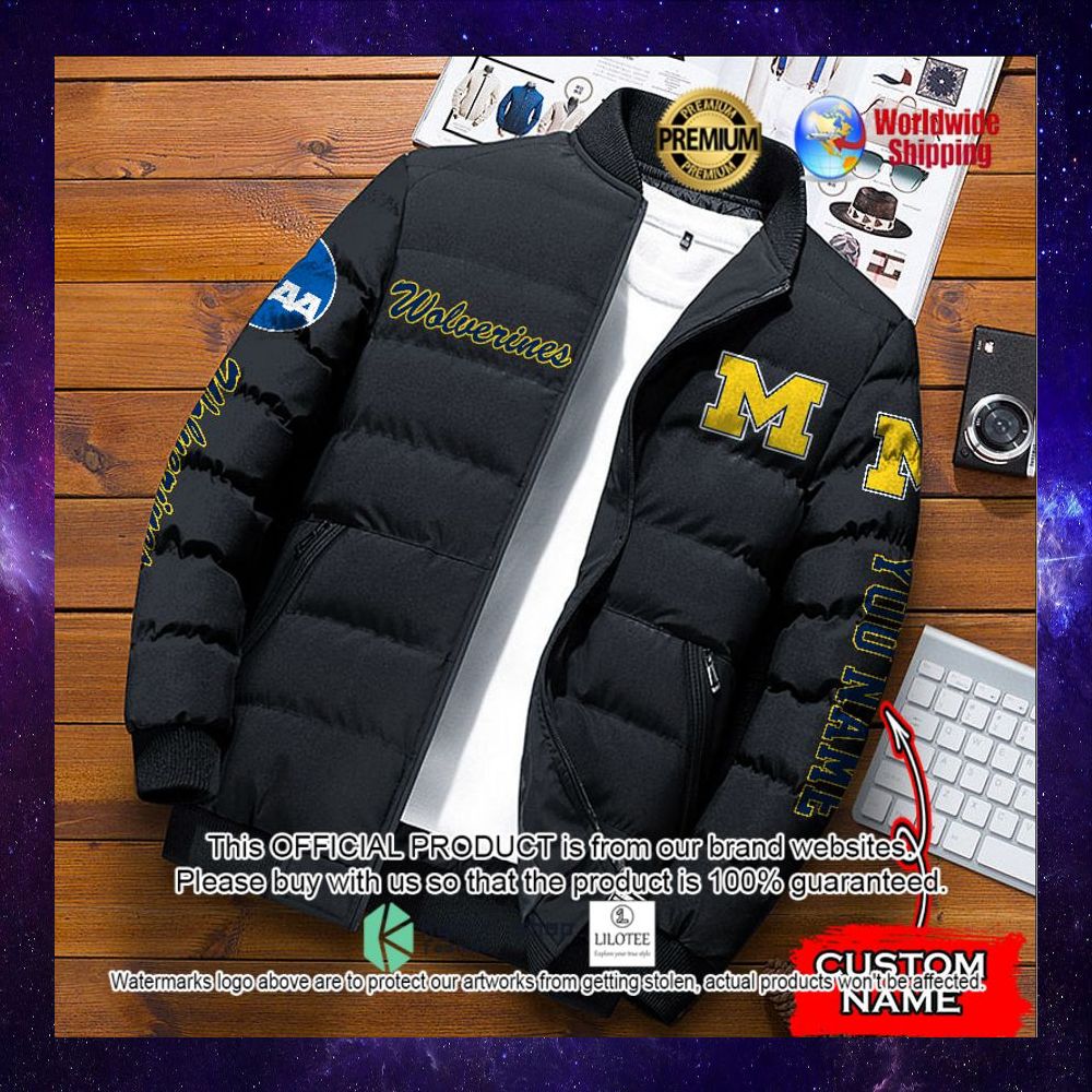 ncaa michigan wolverines your name puffer jacket 1 822