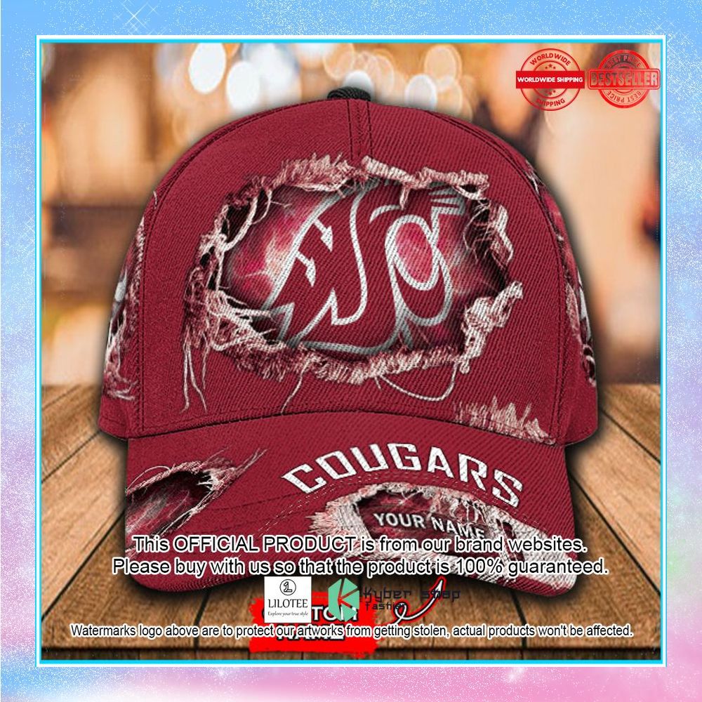 ncaa washington state cougars custom name cap 1 980
