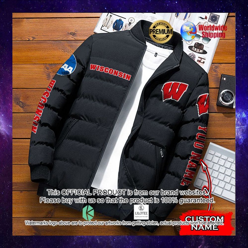 ncaa wisconsin badgers your name puffer jacket 1 943