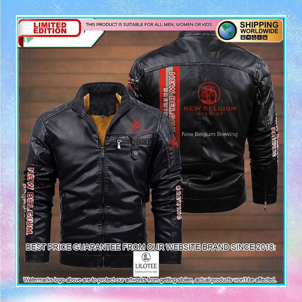 new belgium brewing leather jacket fleece jacket 4 321