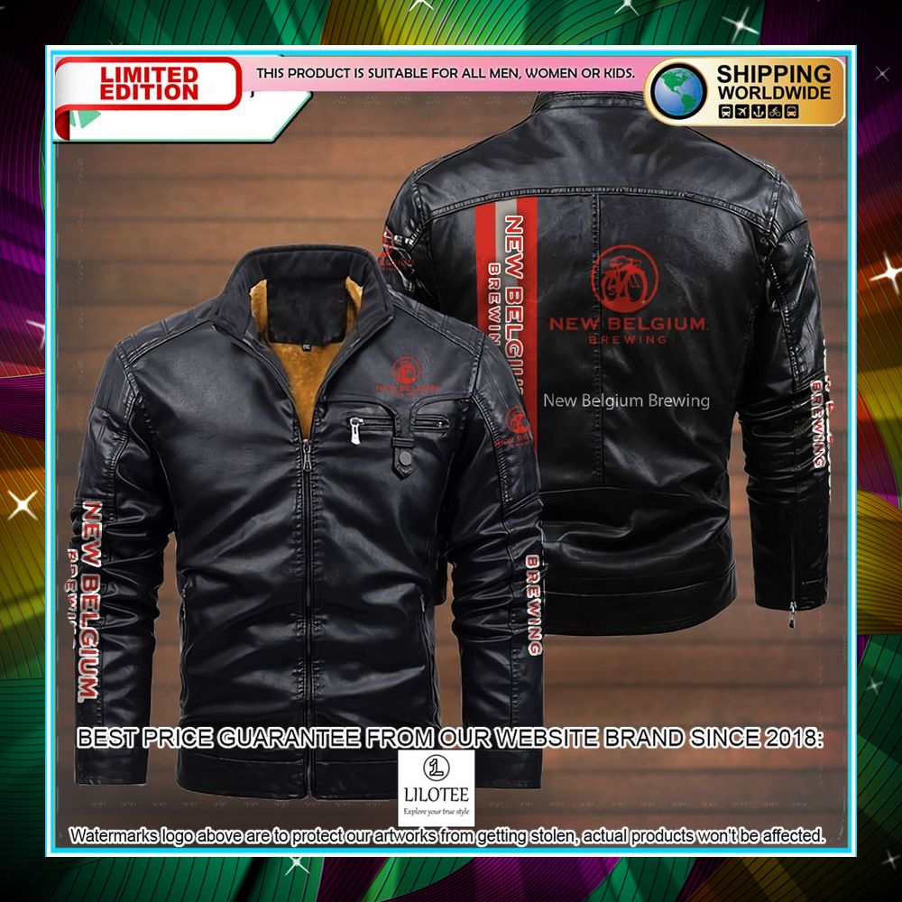 new belgium brewing leather jacket fleece jacket 4 474