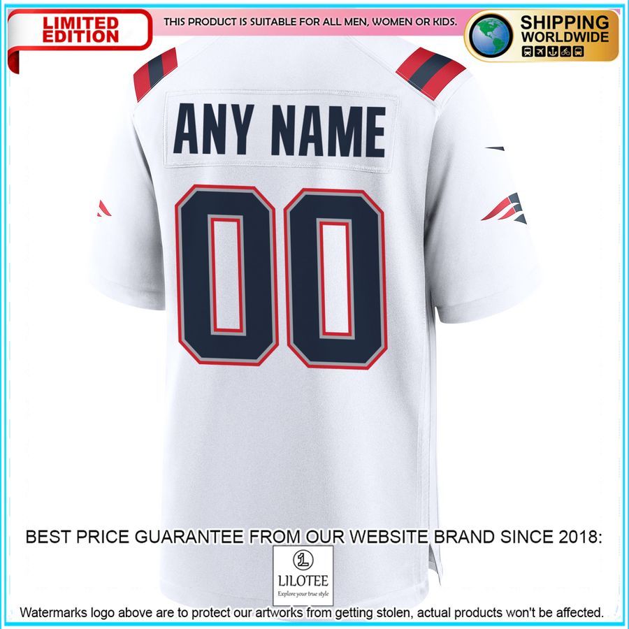new england patriots custom white football jersey 3 604