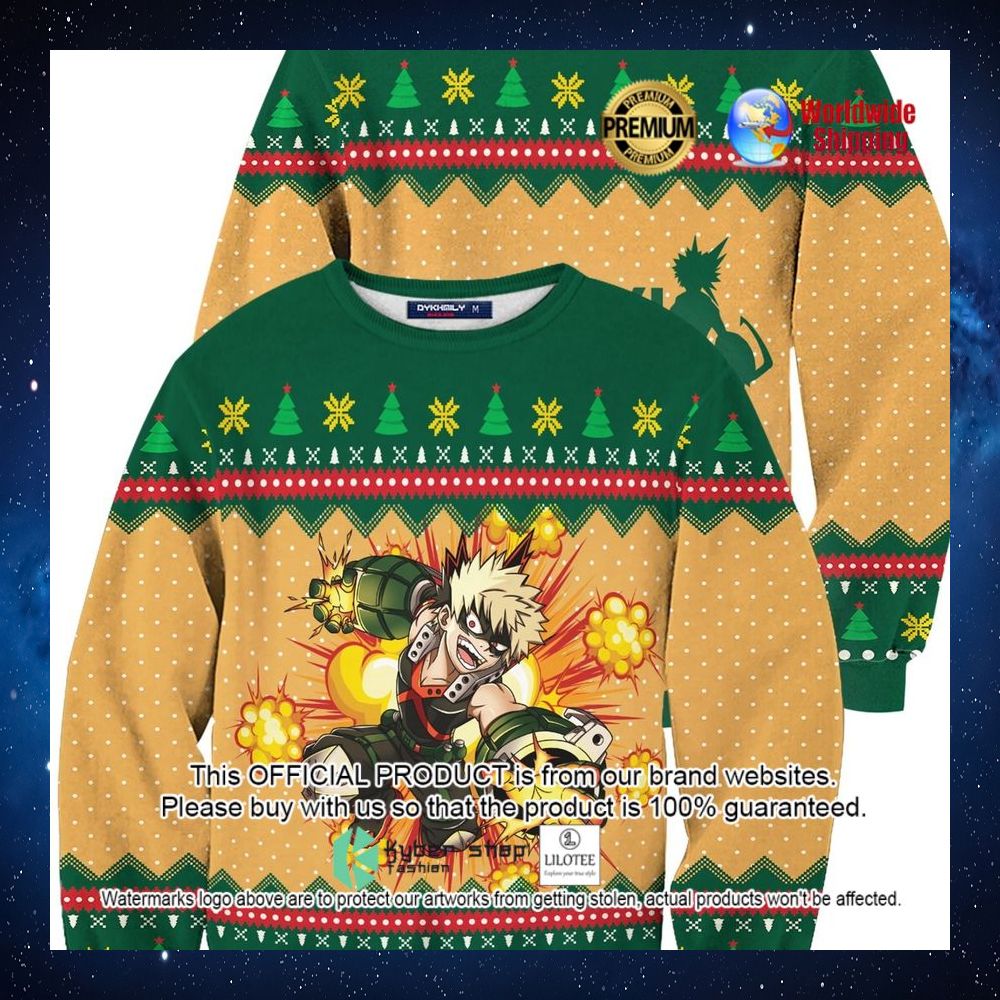 new katsuki boom my hero academia anime christmas sweater 1 726