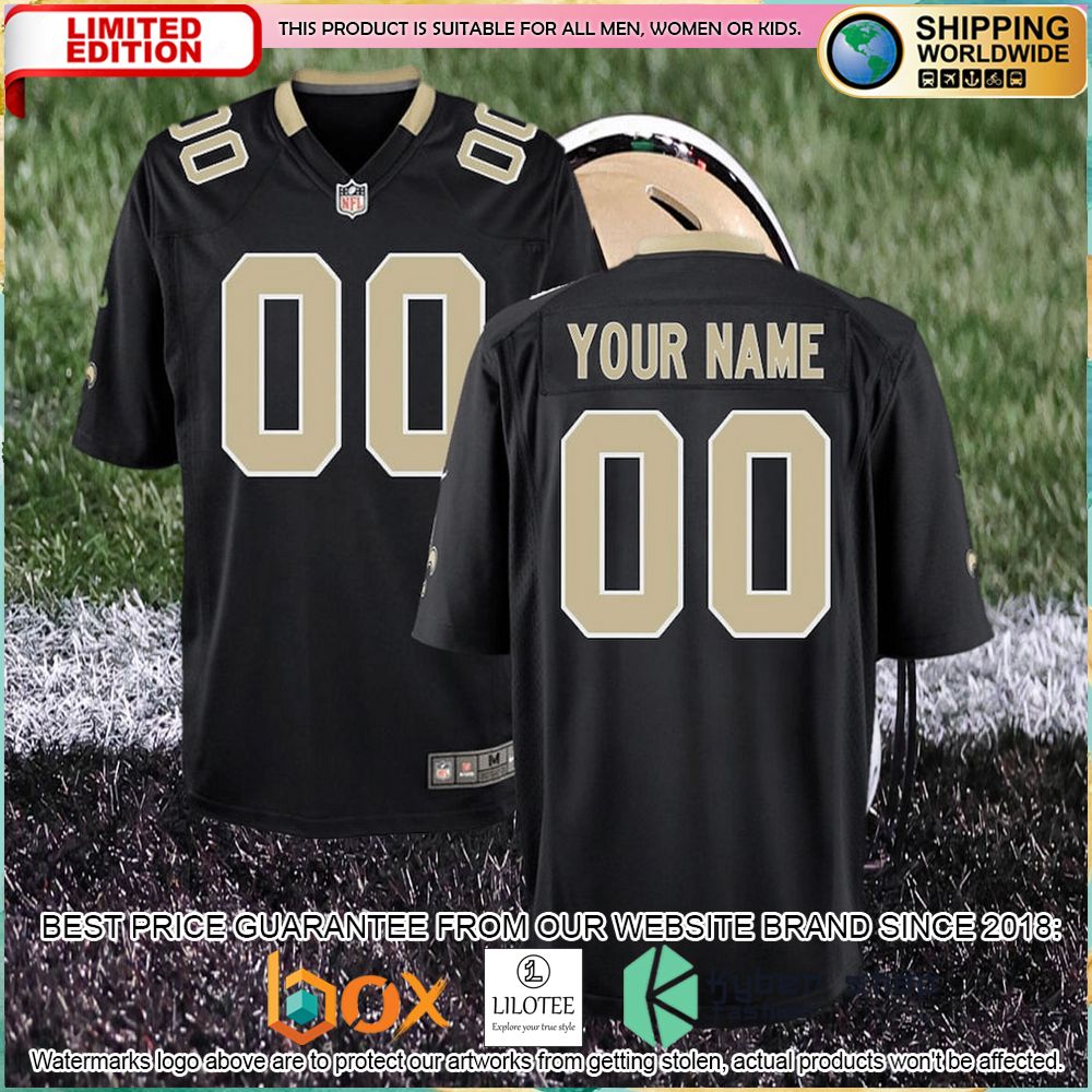 new orleans saints nike youth custom black football jersey 1 17