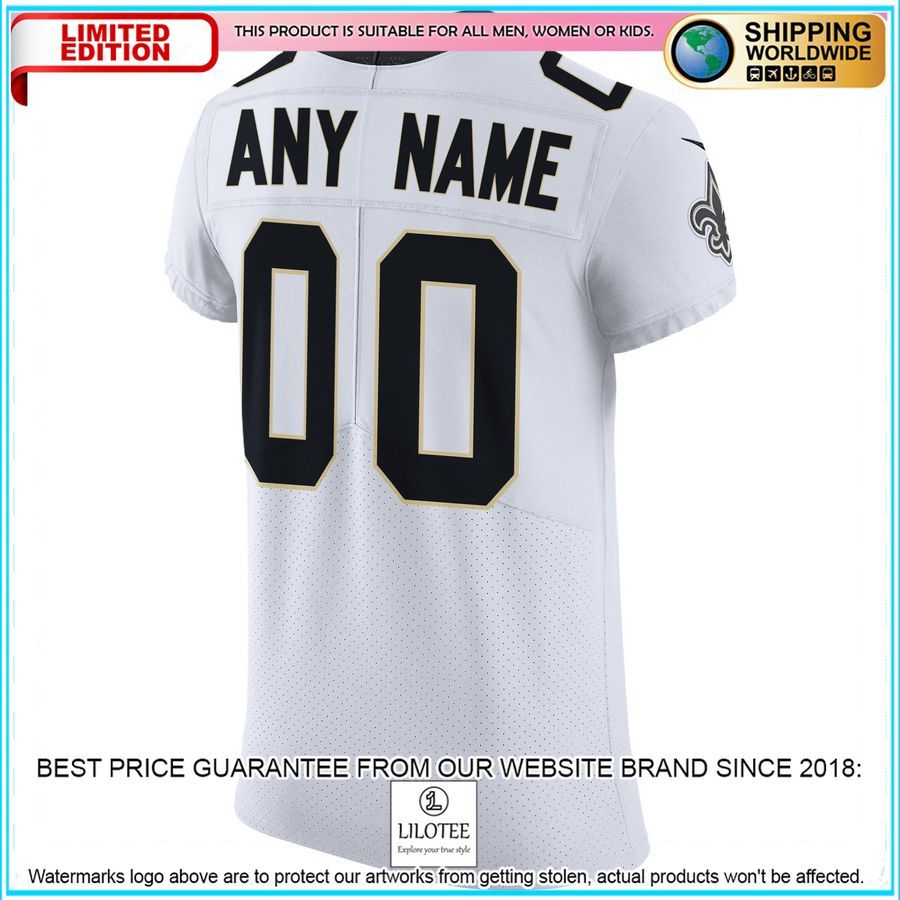 new orleans saints vapor untouchable elite custom white football jersey 3 567