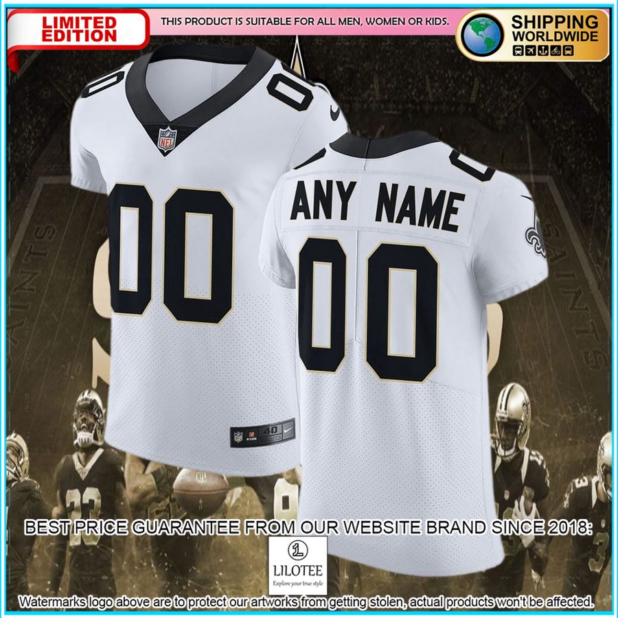 new orleans saints vapor untouchable elite custom white football jersey 4 170