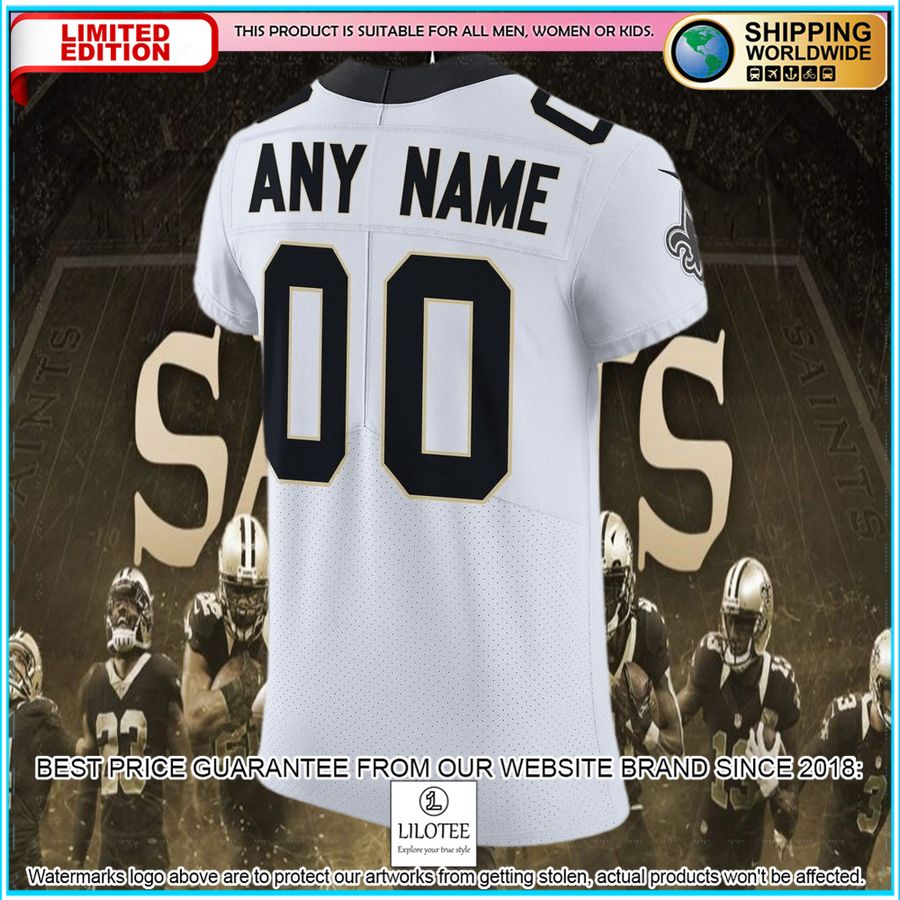 new orleans saints vapor untouchable elite custom white football jersey 6 535