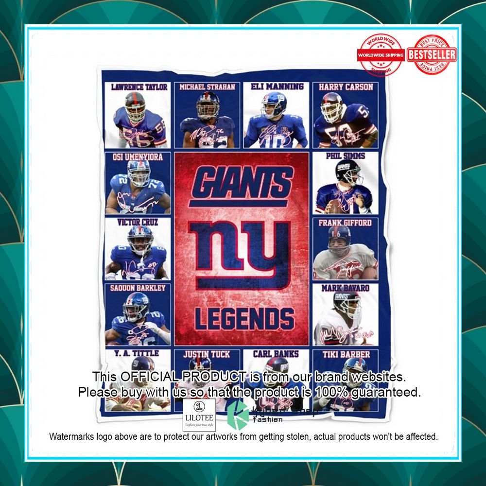 new york giants legends players nfl blanket 2 714