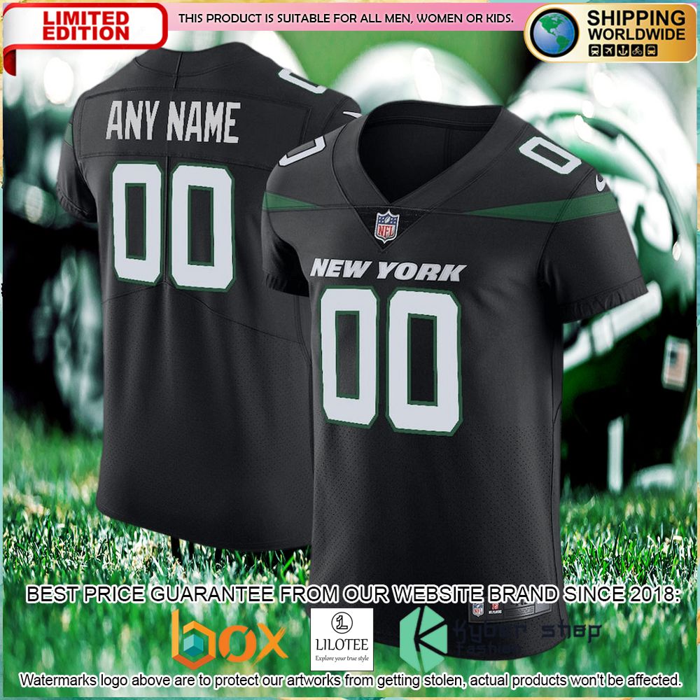 new york jets nike vapor untouchable elite custom stealth black football jersey 1 129