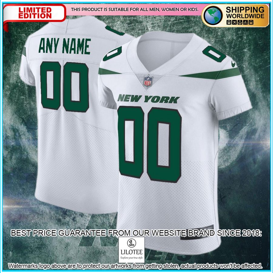 new york jets vapor untouchable elite custom spotlight white football jersey 4 49