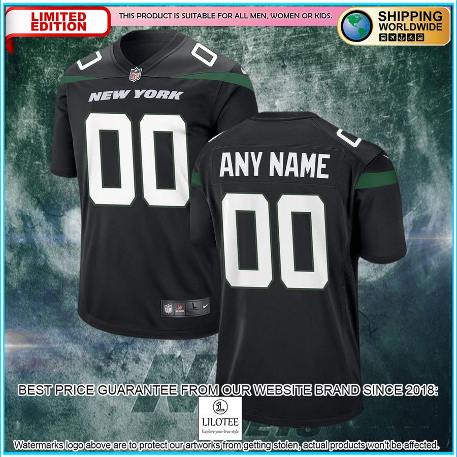 new york jets youth custom black football jersey 4 580