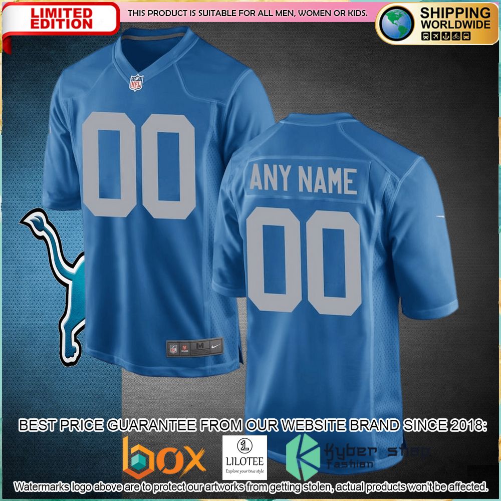 detroit lions nike throwback custom blue football jersey 1 466