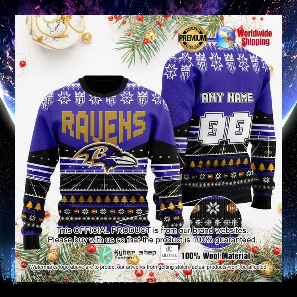 nfl baltimore ravens black blue personalized sweater 1 238