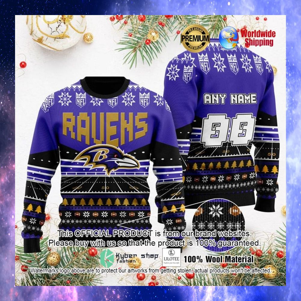 nfl baltimore ravens black blue personalized sweater 1 382