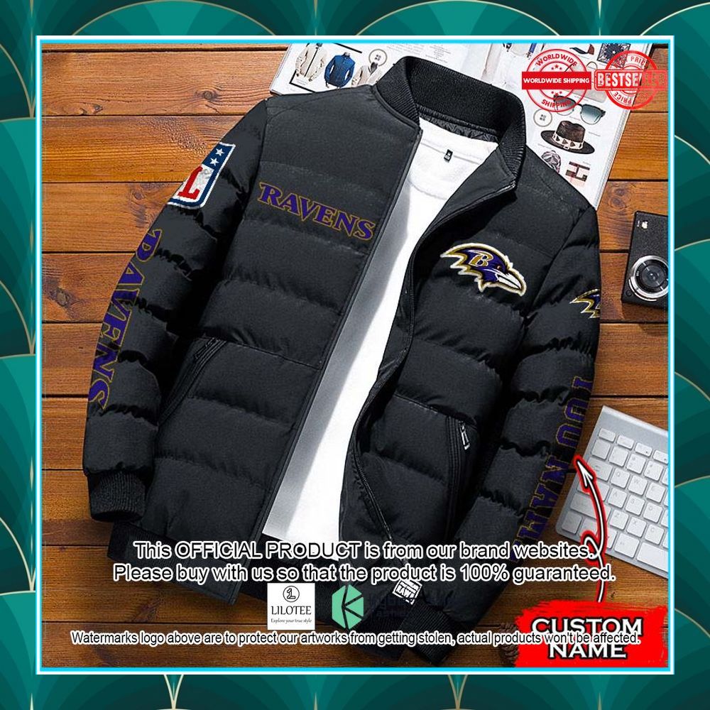 nfl baltimore ravens custom name puffer down jacket 1 404