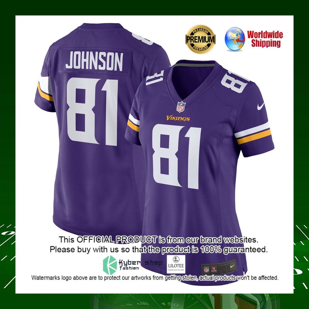 nfl bisi johnson minnesota vikings nike womens purple football jersey 1 346