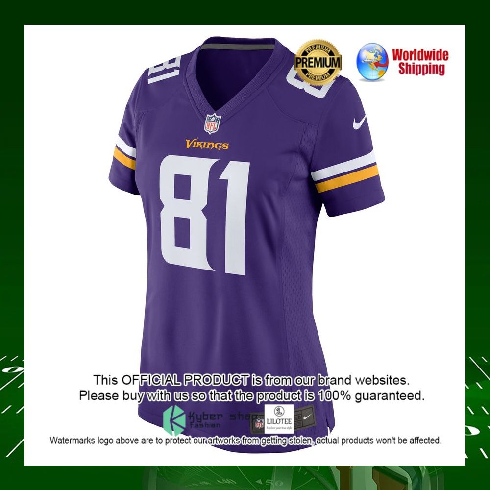 nfl bisi johnson minnesota vikings nike womens purple football jersey 2 388