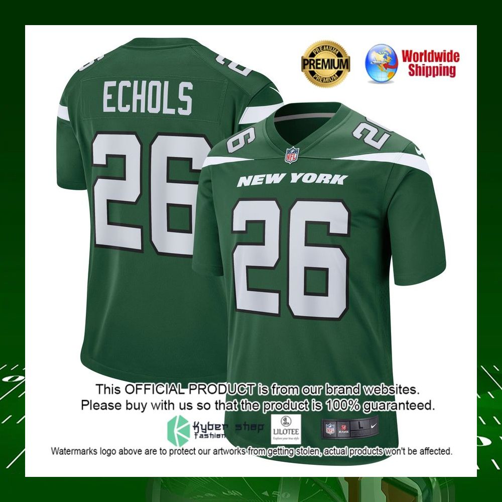 nfl brandin echols new york jets nike gotham green football jersey 1 73