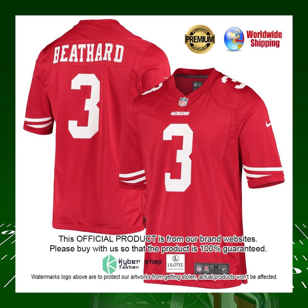 nfl c j beathard san francisco 49ers nike scarlet football jersey 1 617