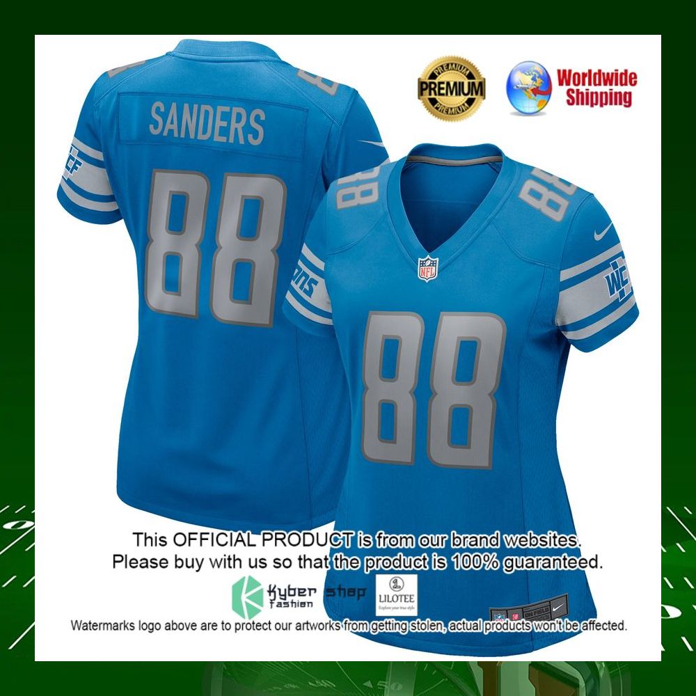 nfl charlie sanders detroit lions nike womens blue football jersey 1 956